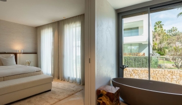 Resa estates Ibiza for sale Talamanca luxury apartment duplex master bedroom.jpg